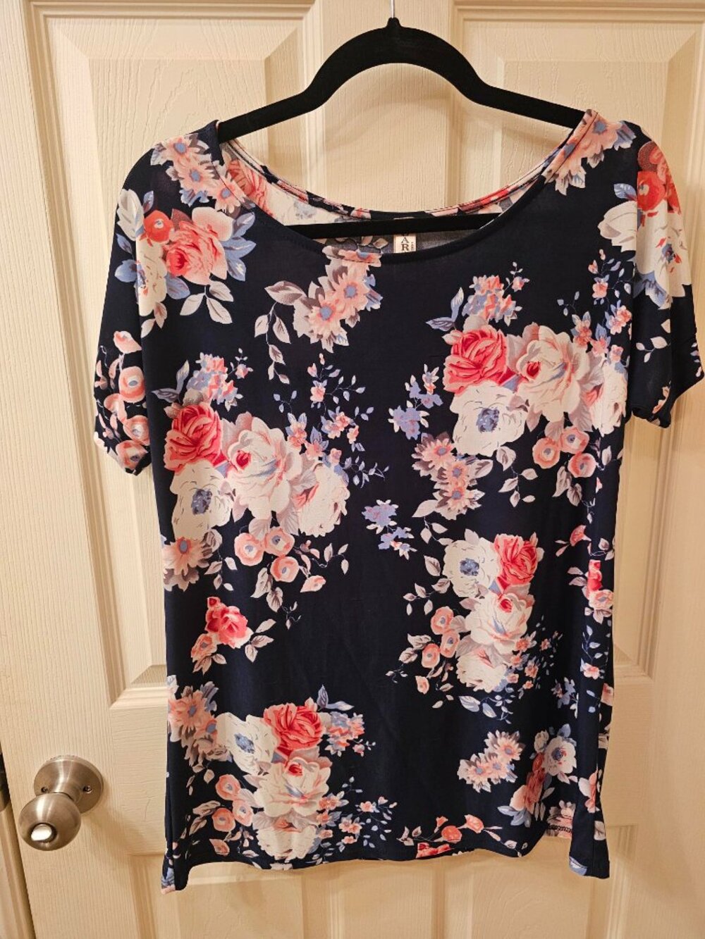 NWOT Lara Medium Blue Floral Blouse